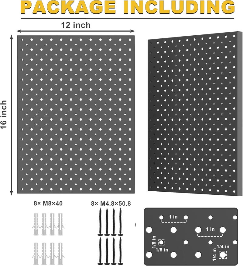Ultrawall Metal Pegboard Panels, Pegboard Wall Organizer, Black Peg Boards for Wall, Garage Tool Storage Organization, 12"X16", 2pcs - Image 2